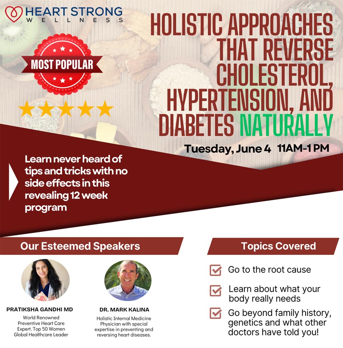 June 4 Event: Holistic Approaches that Reverse Cholesterol, Hypertension, and Diabetes Naturally